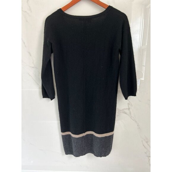 360 Cashmere Dress Black Gray Long Sleeve PulloverCrewneck Size Small - Picture 7 of 9